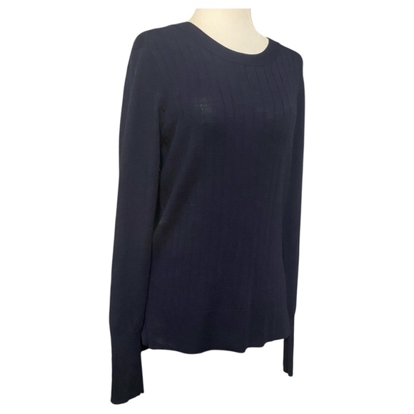 Tahari merino wool blend navy sweater. Sz L - Picture 1 of 14